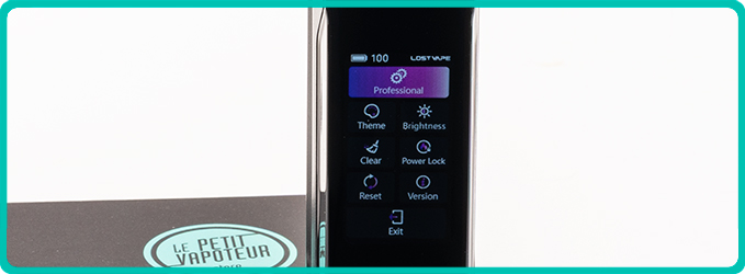 Ecran personnalisable du Kit thelema solo 100 Pro Lost Vape